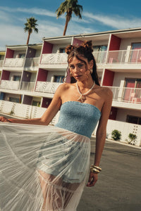 Dancing on Air Denim and Tulle Layering Maxi Dress - ShopPromesa