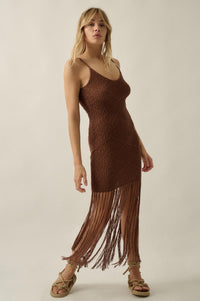 Fringe Benefits Crochet Fringed Maxi Tank Dress - ShopPromesa