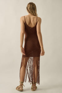 Fringe Benefits Crochet Fringed Maxi Tank Dress - ShopPromesa
