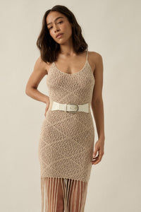 Fringe Benefits Crochet Fringed Maxi Tank Dress - ShopPromesa