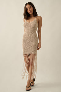 Fringe Benefits Crochet Fringed Maxi Tank Dress - ShopPromesa