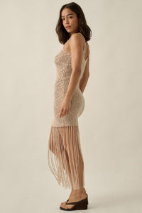 Fringe Benefits Crochet Fringed Maxi Tank Dress - ShopPromesa
