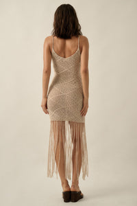 Fringe Benefits Crochet Fringed Maxi Tank Dress - ShopPromesa