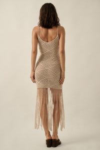 Fringe Benefits Crochet Fringed Maxi Tank Dress - ShopPromesa