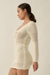 All or Nothing Pointelle Rib-Knit Mini Dress - ShopPromesa