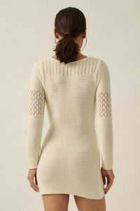 All or Nothing Pointelle Rib-Knit Mini Dress - ShopPromesa