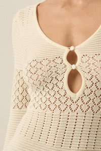 All or Nothing Pointelle Rib-Knit Mini Dress - ShopPromesa