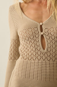 All or Nothing Pointelle Rib-Knit Mini Dress - ShopPromesa