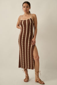 In My Lane Striped Crochet-Knit Midi Slip Dress - ShopPromesa