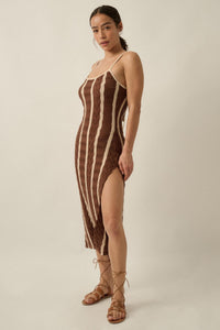 In My Lane Striped Crochet-Knit Midi Slip Dress - ShopPromesa