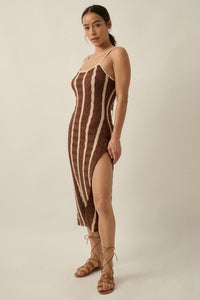 In My Lane Striped Crochet-Knit Midi Slip Dress - ShopPromesa