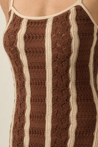 In My Lane Striped Crochet-Knit Midi Slip Dress - ShopPromesa