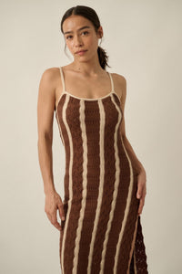 In My Lane Striped Crochet-Knit Midi Slip Dress - ShopPromesa