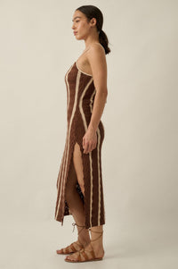 In My Lane Striped Crochet-Knit Midi Slip Dress - ShopPromesa