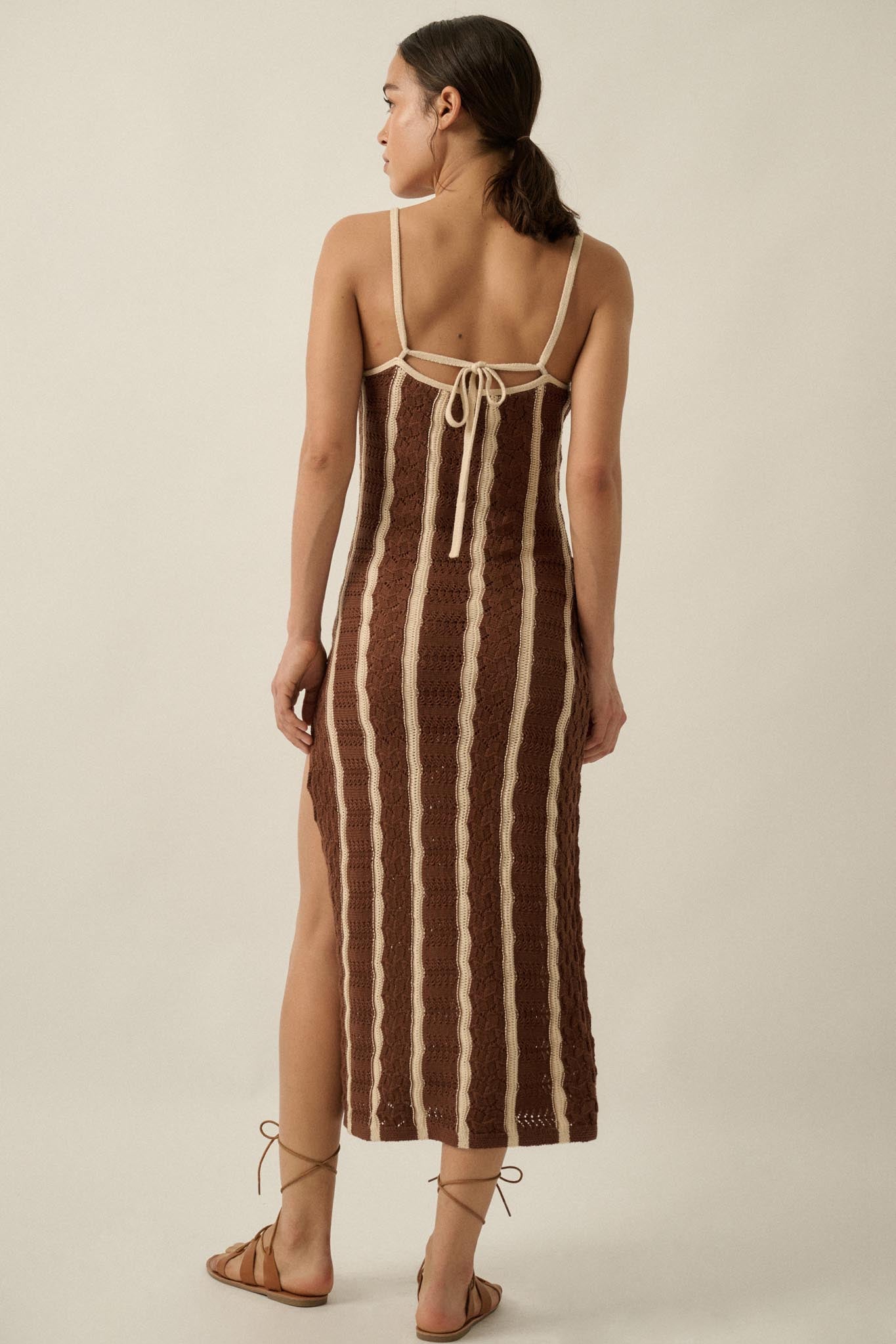 In My Lane Striped Crochet-Knit Midi Slip Dress - ShopPromesa