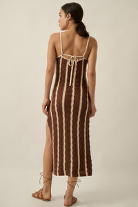 In My Lane Striped Crochet-Knit Midi Slip Dress - ShopPromesa