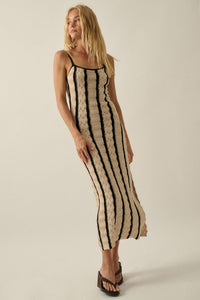 In My Lane Striped Crochet-Knit Midi Slip Dress - ShopPromesa