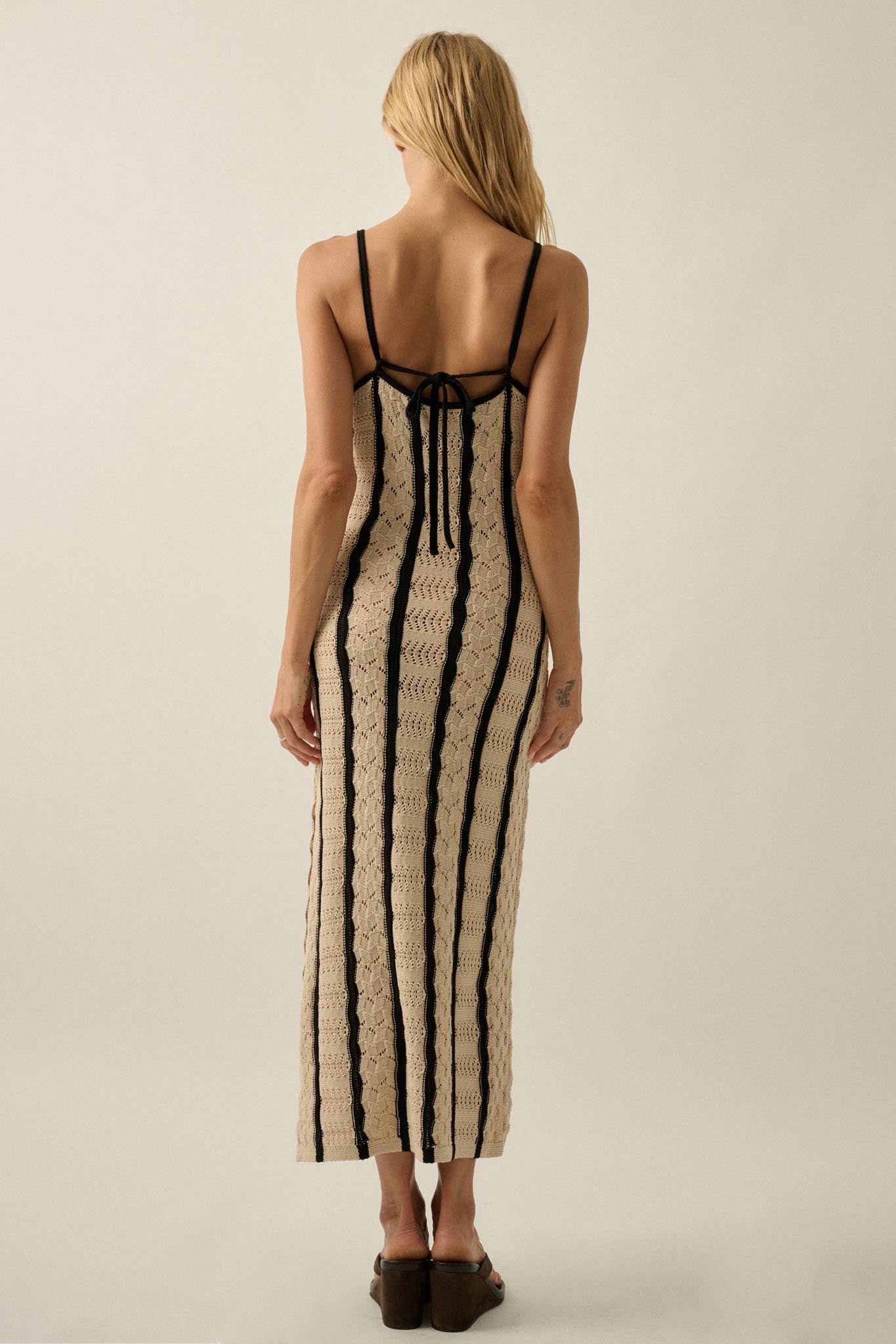 In My Lane Striped Crochet-Knit Midi Slip Dress - ShopPromesa