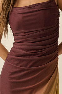 Shades of You Ombre Mesh Ruched Maxi Dress - ShopPromesa
