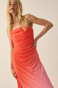 Shades of You Ombre Mesh Ruched Maxi Dress - ShopPromesa