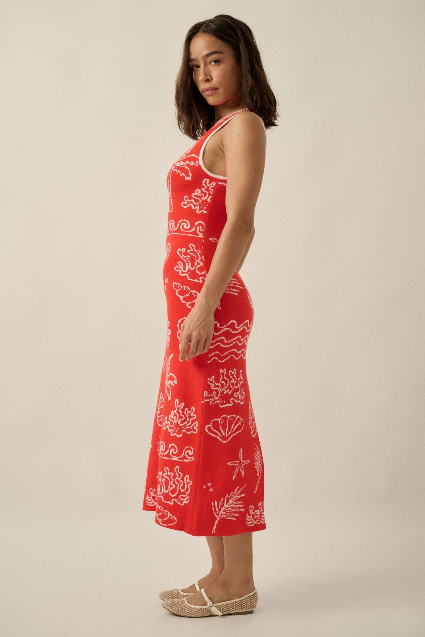 Beach Bliss Nautical Jacquard Maxi Sweater Dress - ShopPromesa