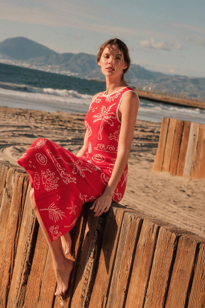 Beach Bliss Nautical Jacquard Maxi Sweater Dress - ShopPromesa