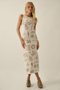 Beach Bliss Nautical Jacquard Maxi Sweater Dress - ShopPromesa
