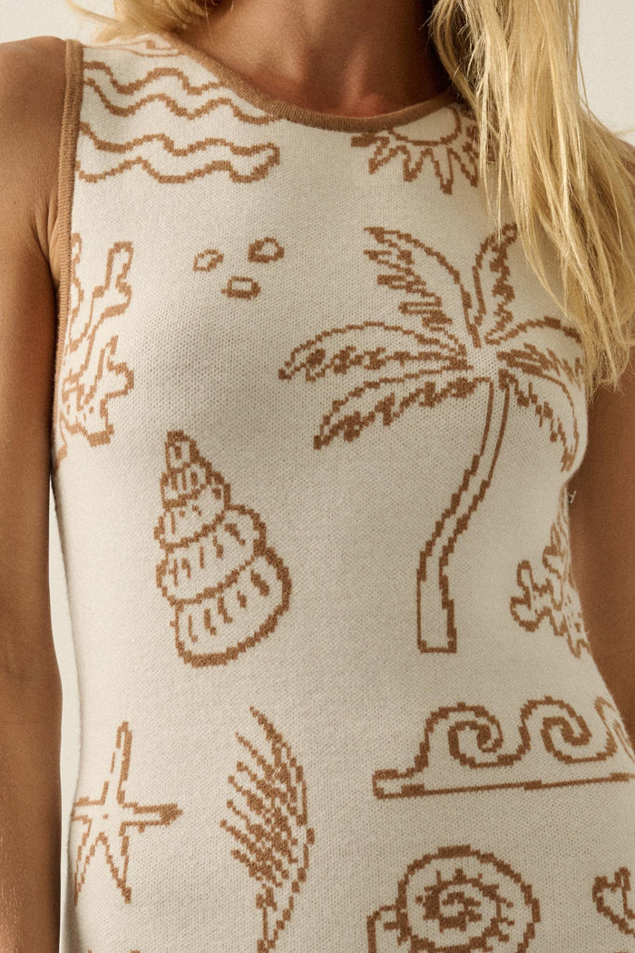 Beach Bliss Nautical Jacquard Maxi Sweater Dress - ShopPromesa