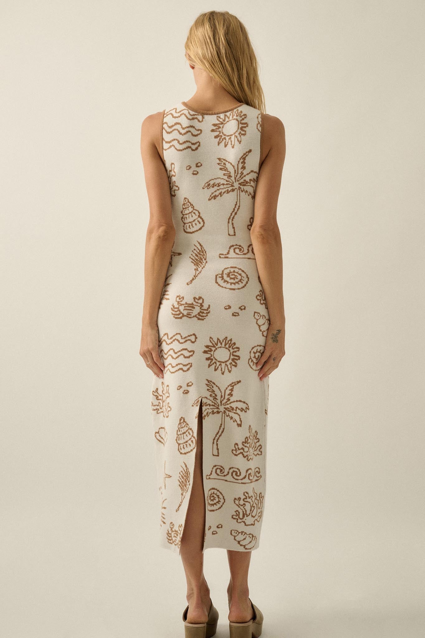 Beach Bliss Nautical Jacquard Maxi Sweater Dress - ShopPromesa