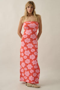 Buzzy Blooms Floral Strapless Maxi Sweater Dress - ShopPromesa