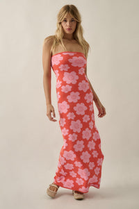 Buzzy Blooms Floral Strapless Maxi Sweater Dress - ShopPromesa