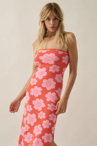 Buzzy Blooms Floral Strapless Maxi Sweater Dress - ShopPromesa