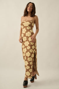 Buzzy Blooms Floral Strapless Maxi Sweater Dress - ShopPromesa