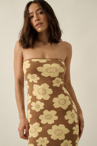 Buzzy Blooms Floral Strapless Maxi Sweater Dress - ShopPromesa