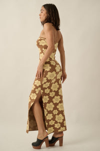 Buzzy Blooms Floral Strapless Maxi Sweater Dress - ShopPromesa