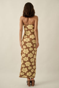 Buzzy Blooms Floral Strapless Maxi Sweater Dress - ShopPromesa