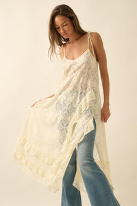 Flying Free Sheer Lace Ruffled Layering Midi Dress - ShopPromesa