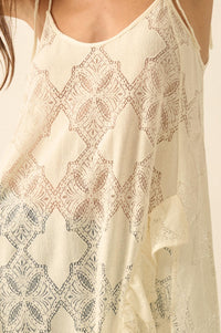 Flying Free Sheer Lace Ruffled Layering Midi Dress - ShopPromesa