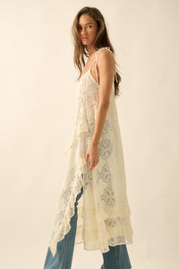 Flying Free Sheer Lace Ruffled Layering Midi Dress - ShopPromesa