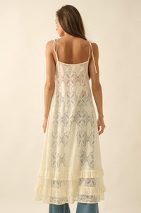 Flying Free Sheer Lace Ruffled Layering Midi Dress - ShopPromesa