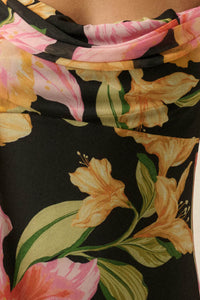 Lavish Petals Floral Mesh Ruffle Maxi Dress and Scarf - ShopPromesa
