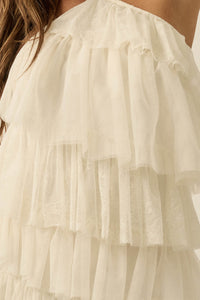 Frilly Flirt Ruffled Lace and Tulle Halter Mini Dress - ShopPromesa