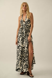 Jungle Heat Tropical-Print Halter Maxi Dress - ShopPromesa