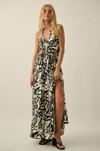 Jungle Heat Tropical-Print Halter Maxi Dress - ShopPromesa