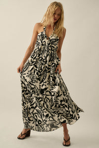 Jungle Heat Tropical-Print Halter Maxi Dress - ShopPromesa