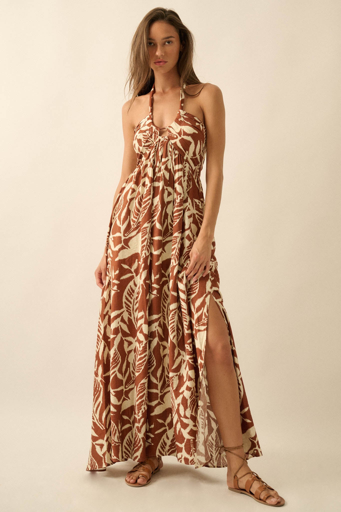 Jungle Heat Tropical-Print Halter Maxi Dress - ShopPromesa