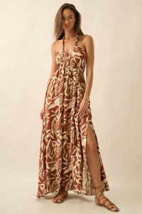 Jungle Heat Tropical-Print Halter Maxi Dress - ShopPromesa
