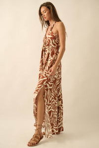 Jungle Heat Tropical-Print Halter Maxi Dress - ShopPromesa