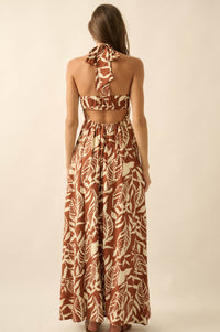 Jungle Heat Tropical-Print Halter Maxi Dress - ShopPromesa
