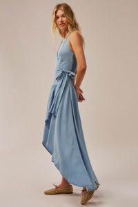 Beautiful Breeze Denim Halter Wrap Maxi Dress - ShopPromesa